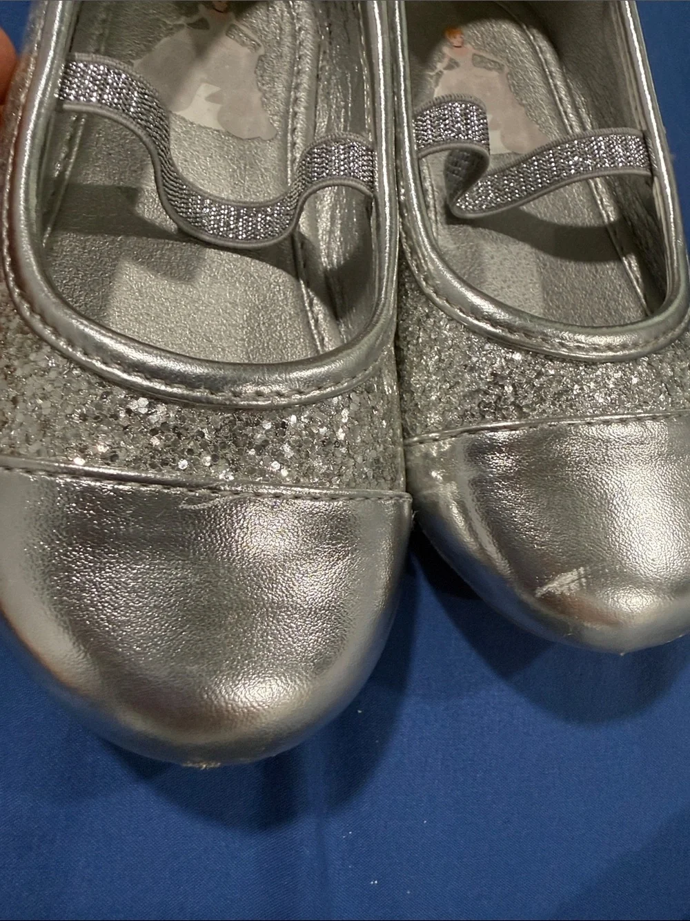 Disney Silver Glitter Mary Jane Dress Shoes for Kids